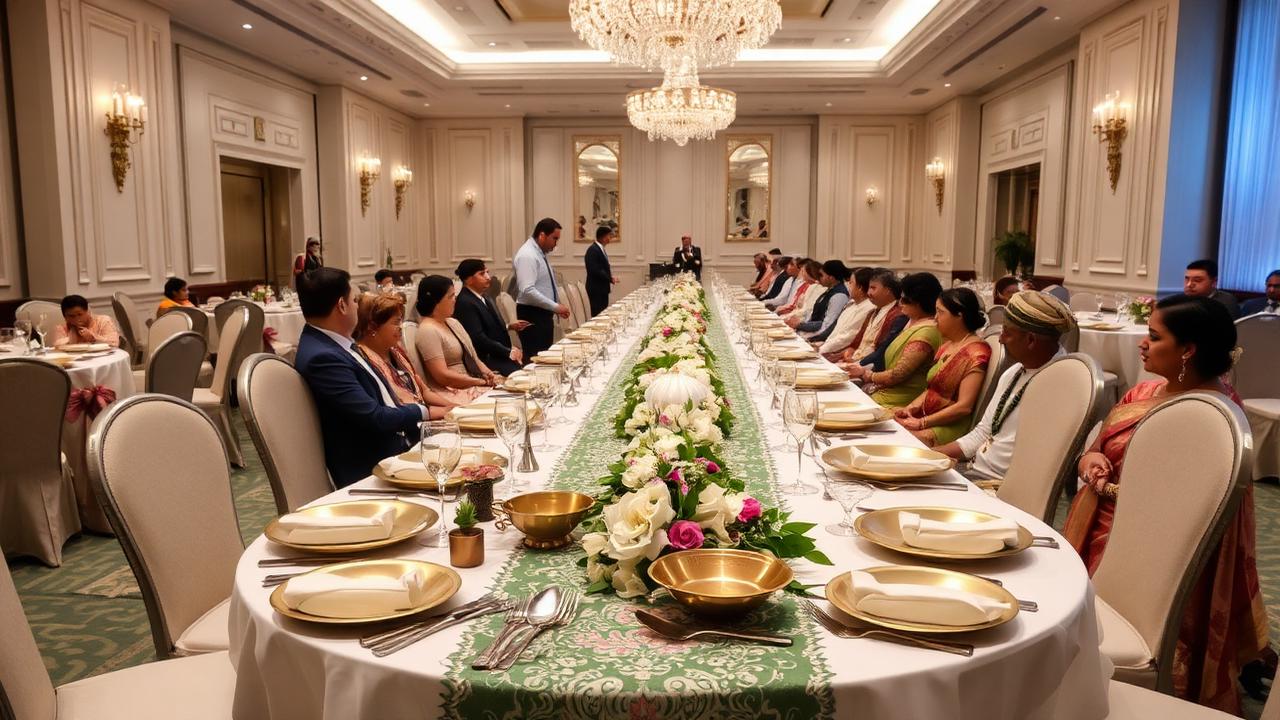 Wedding Lunch — Premium dining arrangements with elegant table settings and attentive service for all wedding guests.