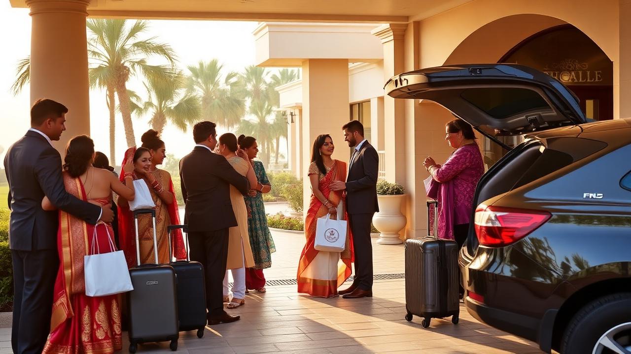 Guest Check-out and Departure — Warm farewells at the portico — guests depart with farewell gifts and memories for a lifetime.