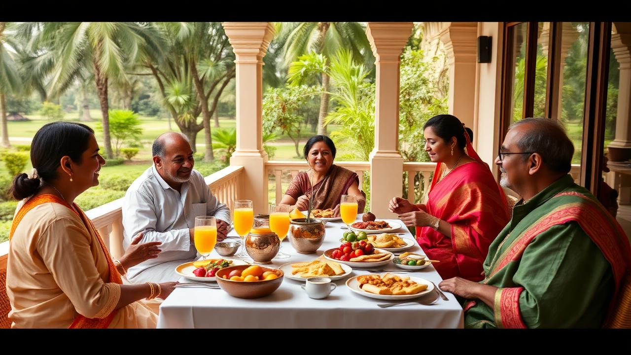Morning Breakfast — A slow, relaxed family breakfast on the veranda before the big day's celebrations begin.